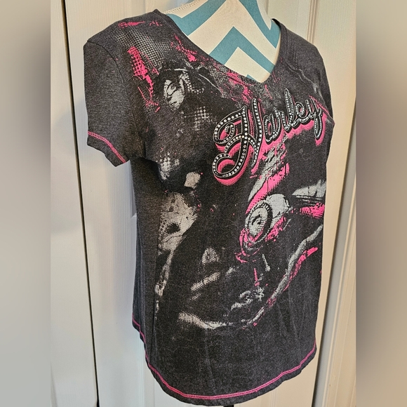 Harley-Davidson Gray and Pink Short Sleeve Tee Sz XL 2013 - Picture 5 of 6